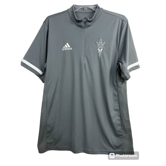 Arizona Sun Devils Adidas Quarter Zip Shirt Team Issued M Gray White Climacool - Picture 1 of 8
